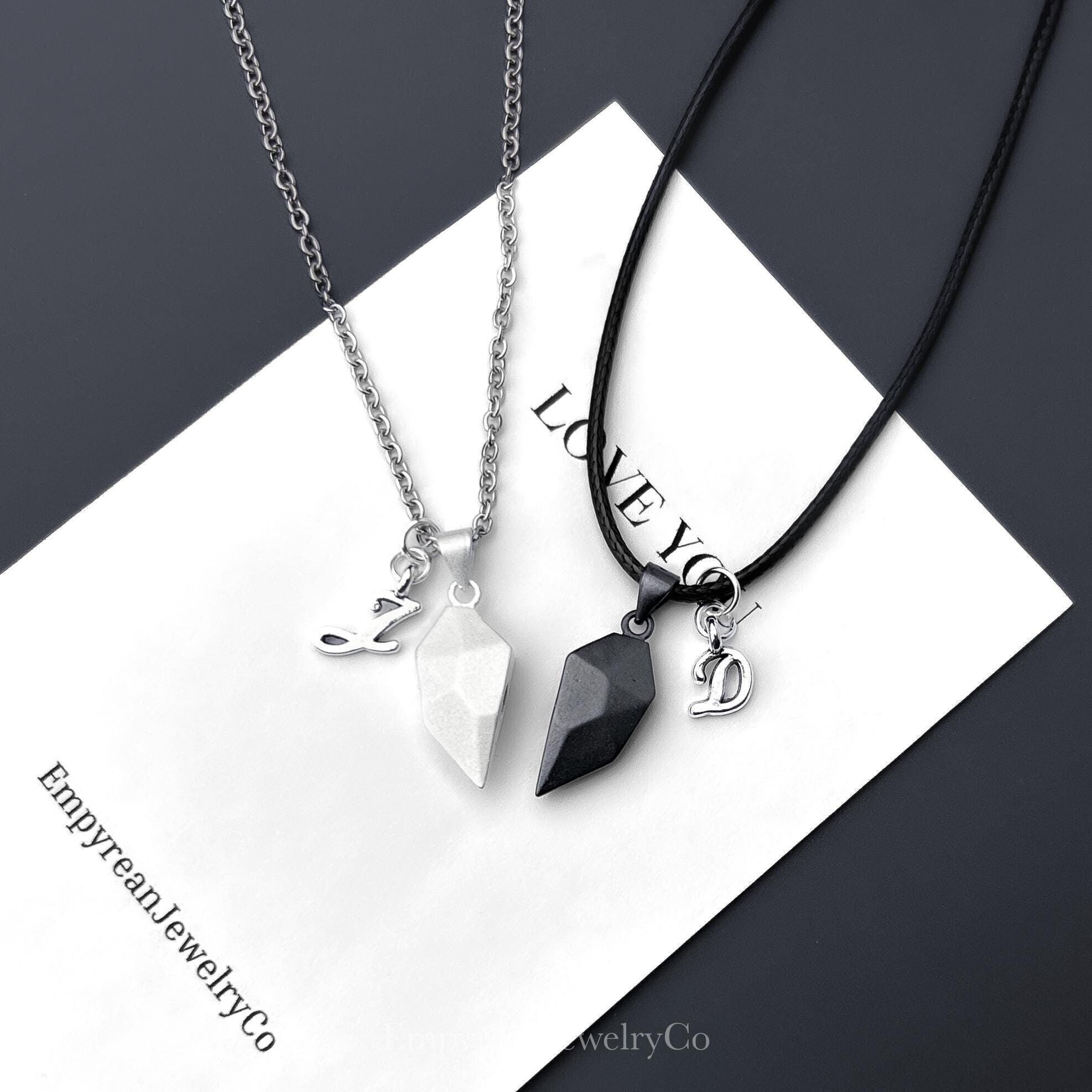 Magnetic Heart 2-piece Matching Couples Necklace Set