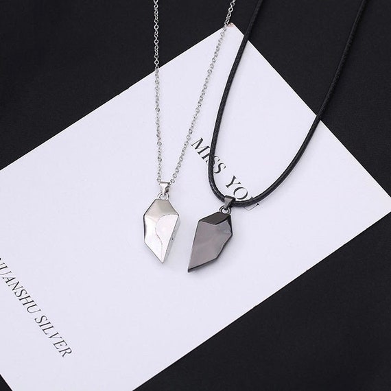 Buy VIEN Heart Pendant Matching Wishing Stone Magnet Necklace Couple  Necklace (PACK OF 2) Sterling Silver Stainless Steel Locket Set at Amazon.in