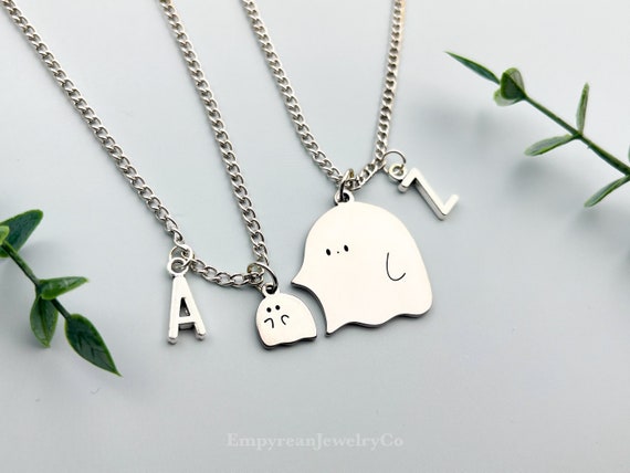 2 Collane Amicizia Halloween Fantasmi - Cuore Magnetico Bianco E Nero Per Coppie, Regalo Di Halloween