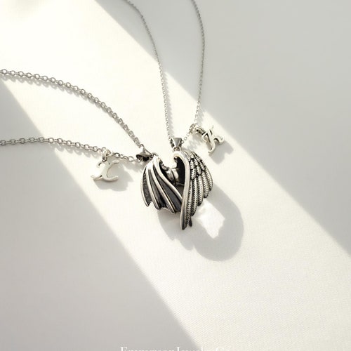 Magnetic Heart 2-piece Matching Couples Necklace Set, Personalized
