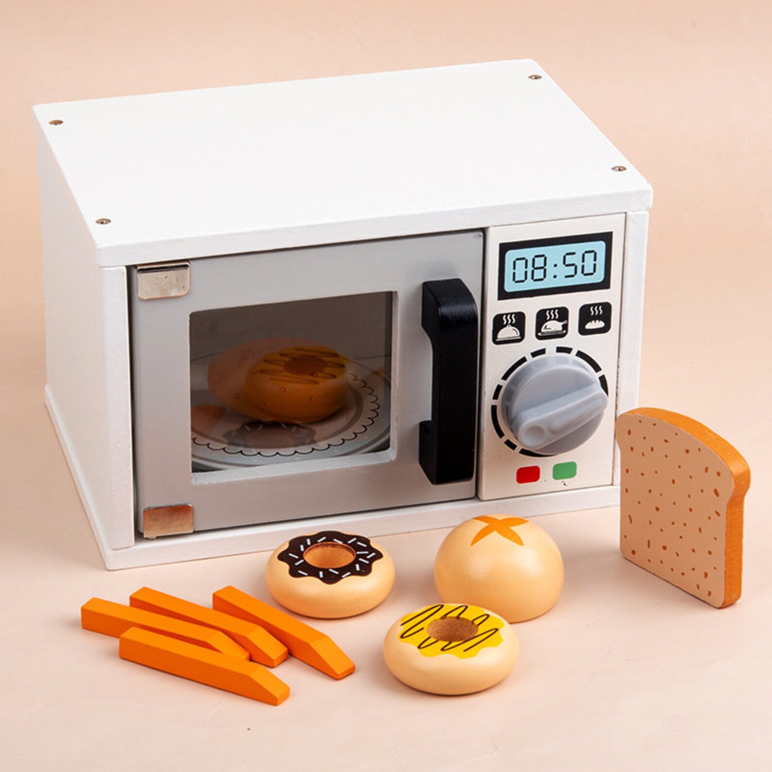 Wooden Microwave/Snacks Toy set Pretend Play wooden toy for Etsy