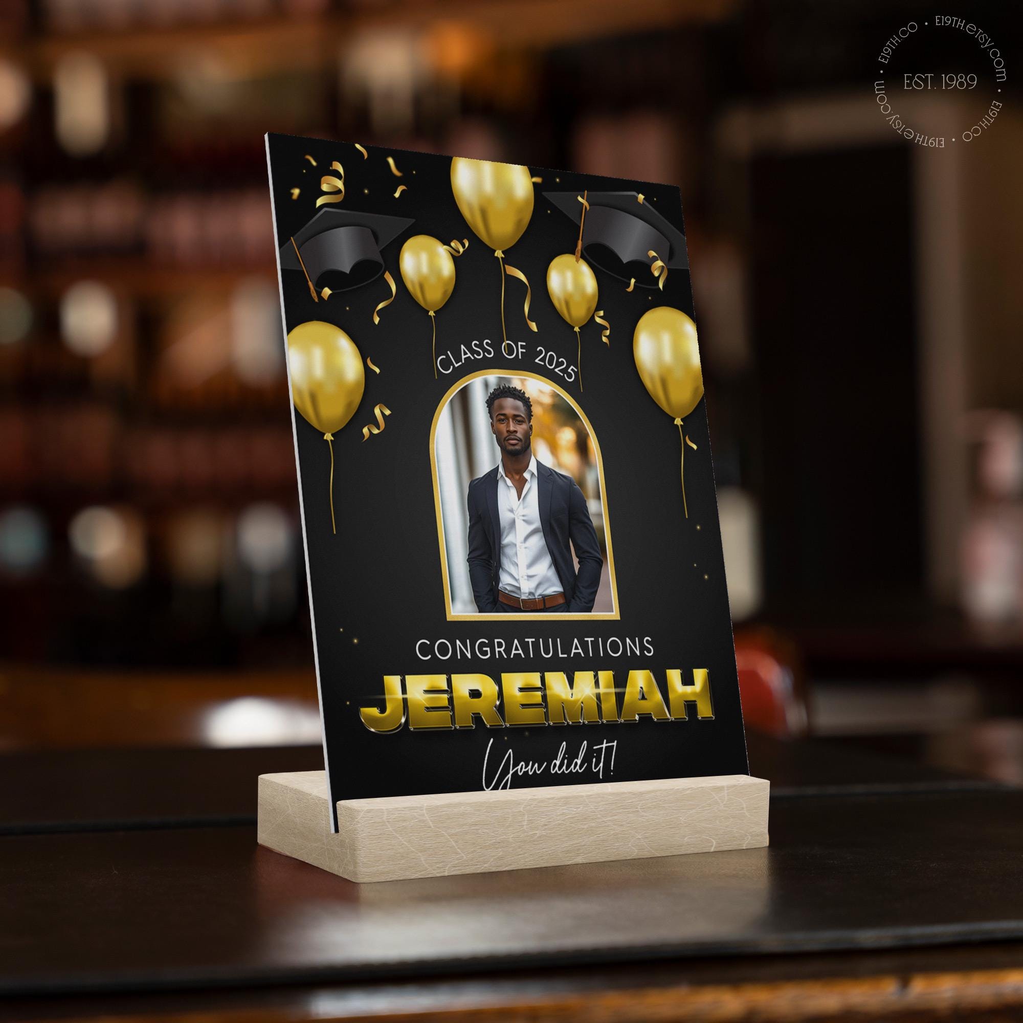 Lockview High School Grad Sign Custom Graduation Party Welcome Sign With Photo, Black & Gold High ...