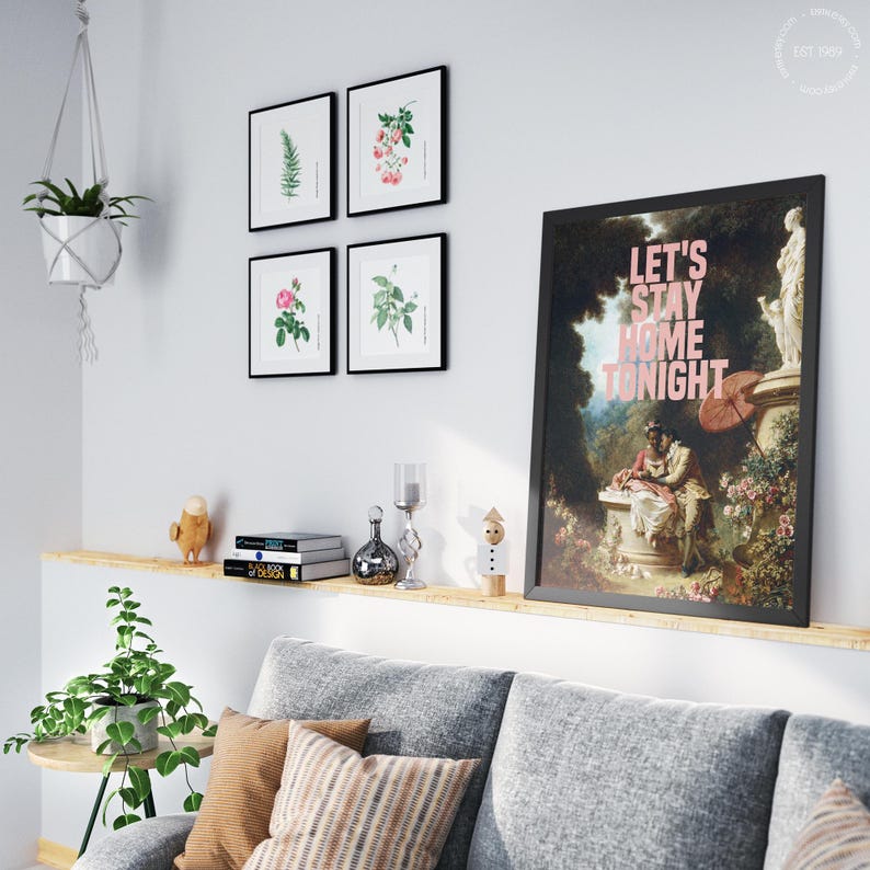 Arte mural romántico, lámina rococó de arte alterado, estética del amor negro, vida suave, póster barroco maximalista, decoración femenina para habitaciones imagen 12