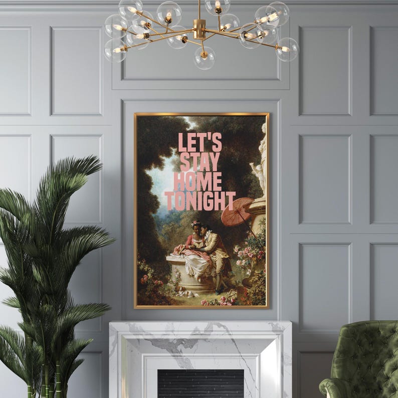Arte mural romántico, lámina rococó de arte alterado, estética del amor negro, vida suave, póster barroco maximalista, decoración femenina para habitaciones imagen 11