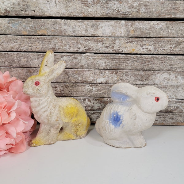 Vintage Paper Mache Easter Bunny Rabbit Candy Containers.