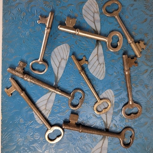 Skeleton Key Lot. 8 Skeleton Keys, Vintage Crafts Supplies, Steam Punk, Jewelry, Collectable, Choice Set.