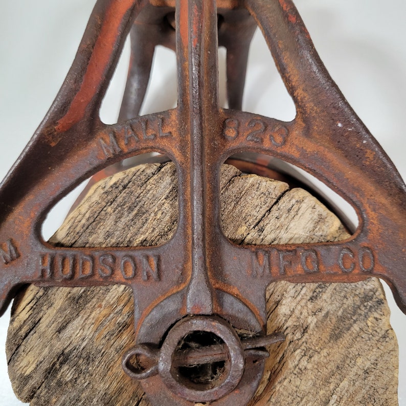 Rustic Barn Pulley Hudson MFG Co Wood and Metal Pulley Etsy