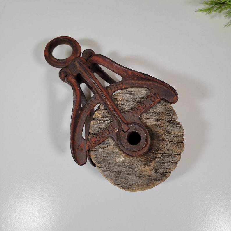 Rustic Barn Pulley Hudson MFG Co Wood and Metal Pulley Etsy