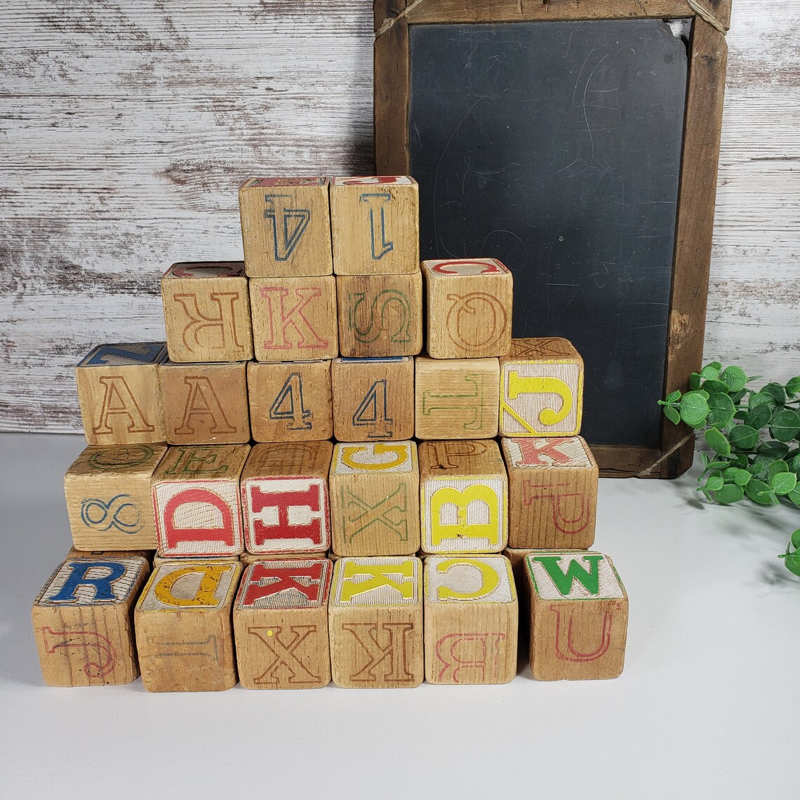 Alphabet Blocks 42 Playskool by Milton Bradley Vintage Wood Etsy