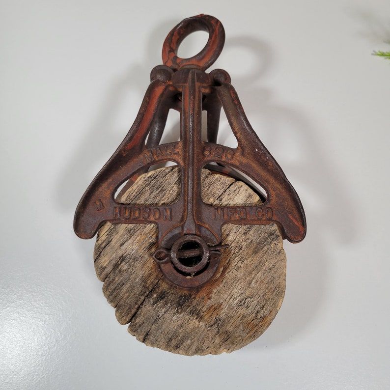 Rustic Barn Pulley Hudson MFG Co Wood and Metal Pulley Etsy