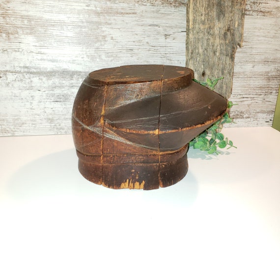 Antique Wooden puzzle Hat form, Primitive Milline