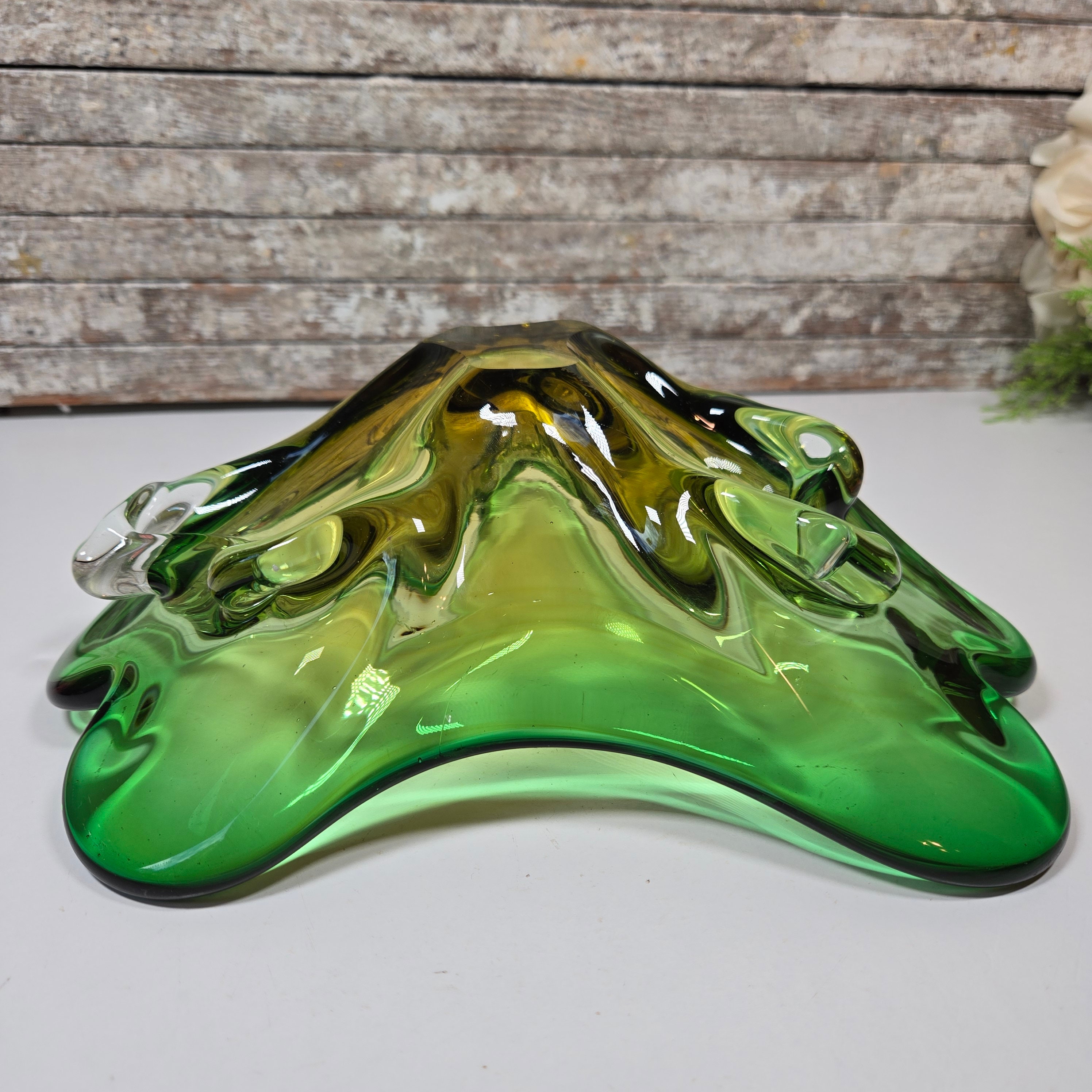 Art Glass Swung Style Bowl, Vintage Console Bowl, Mid