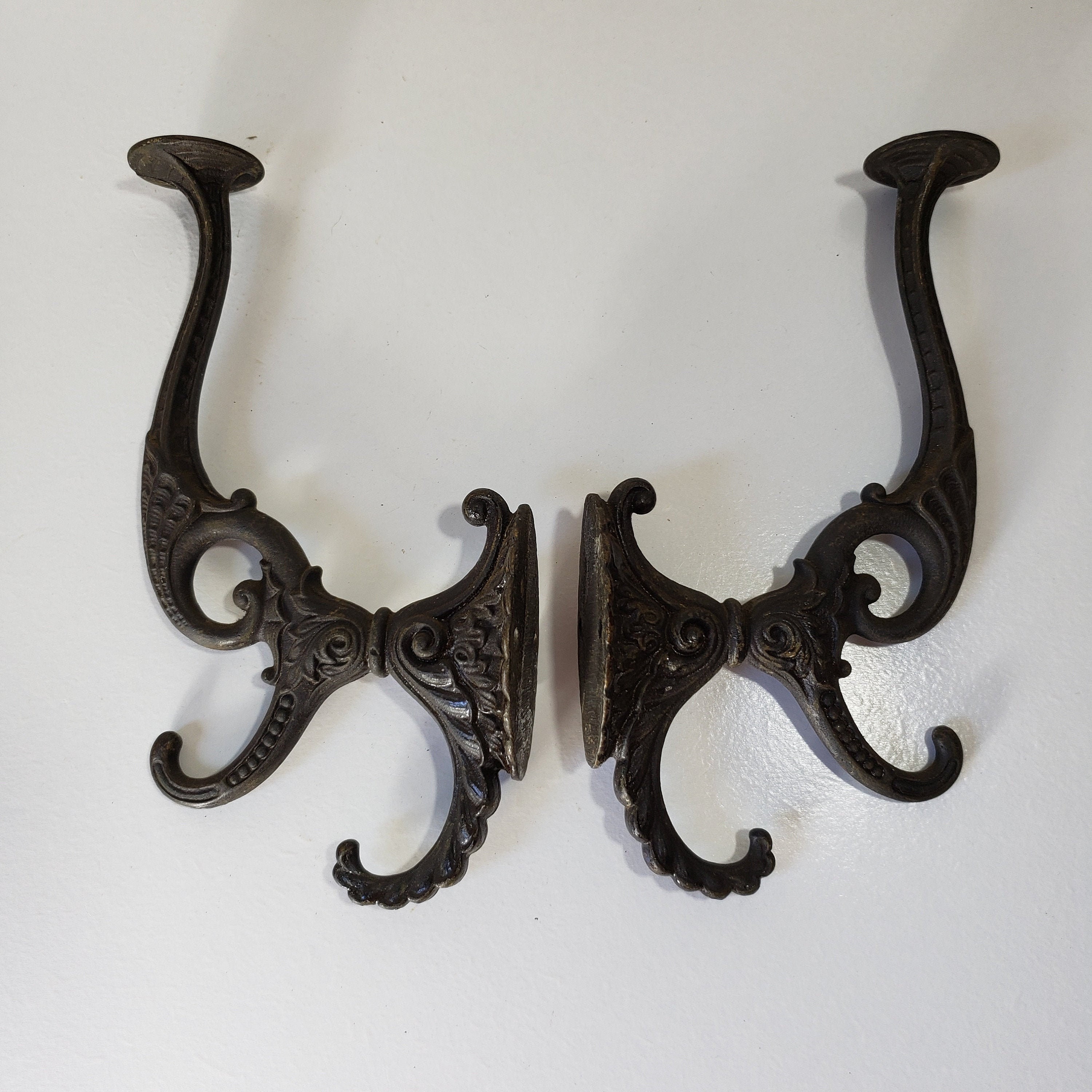 Ornate Coat Hooks Vintage Cast Iron Hat/Coat Hooks Pair of Etsy
