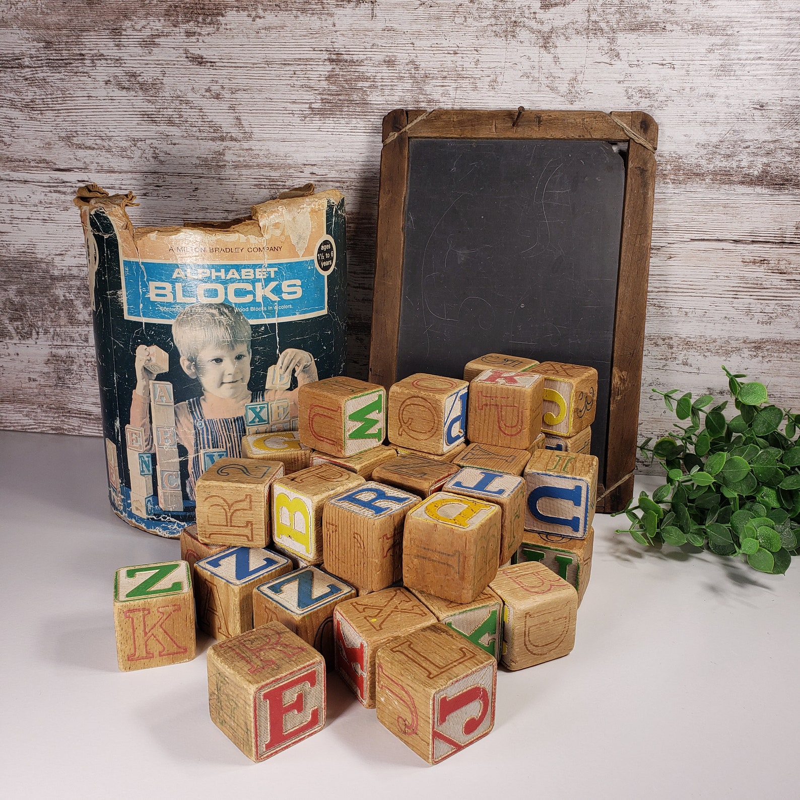 Alphabet Blocks 42 Playskool by Milton Bradley Vintage Wood Etsy