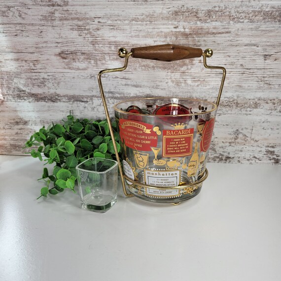 MCM Ice Bucket and Stand Vintage Heavy Glass Bucket Etsy