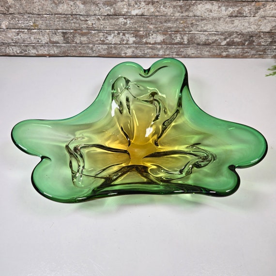 Art Glass Swung Style Bowl, Vintage Console Bowl, Mid