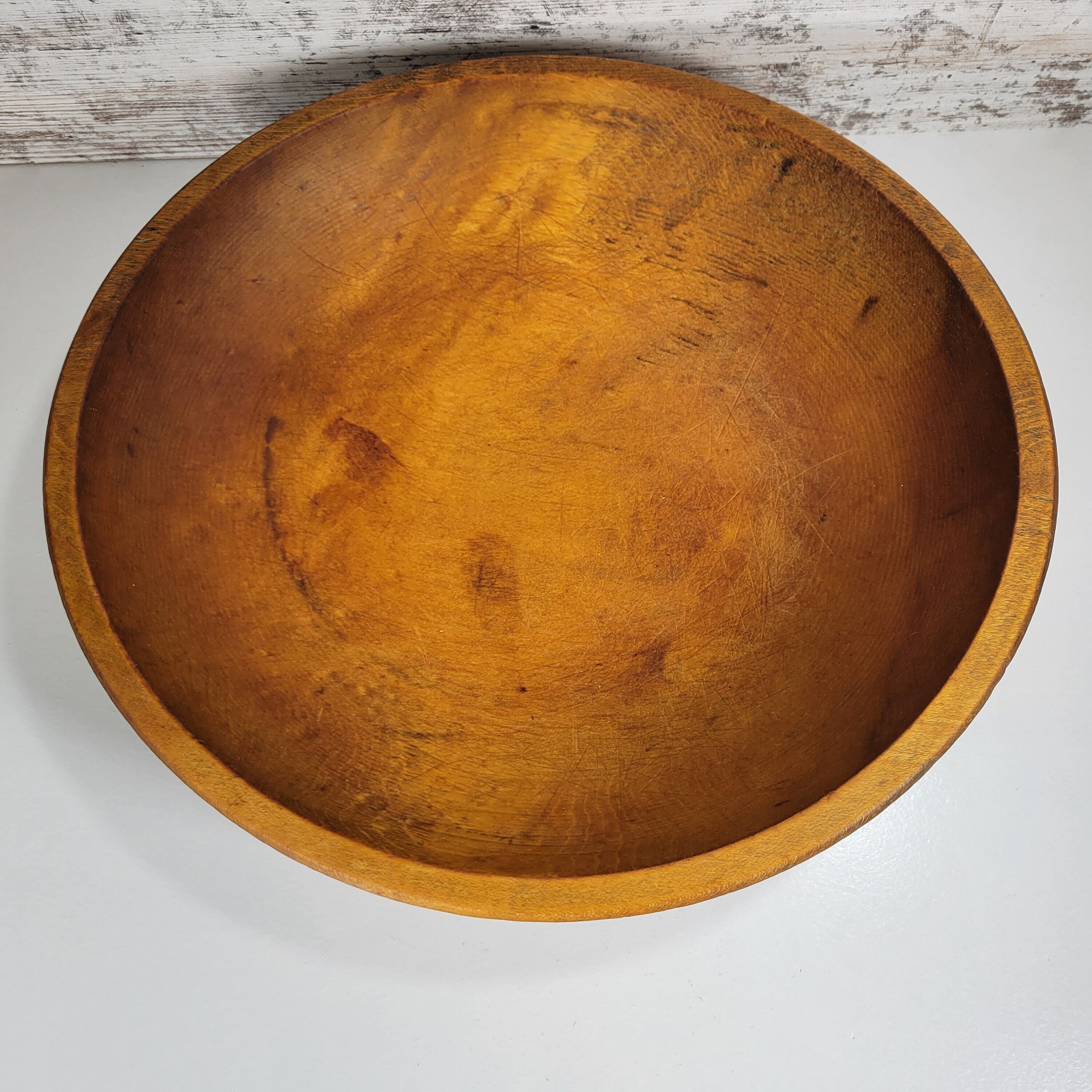 Wood Turned Dough Bowl Out of Round Vintage Primitive Wooden Etsy