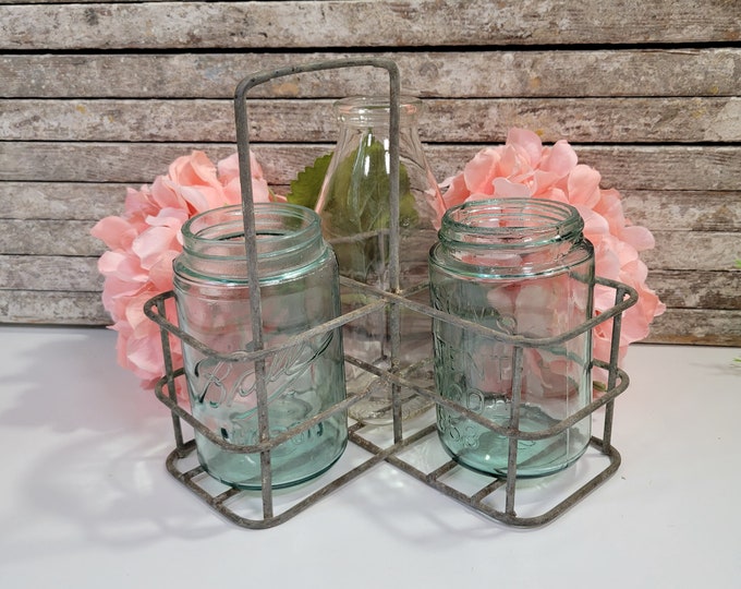 Vintage Wire Mason Jar Carrier/holder Vintage Bottle Carrier Etsy
