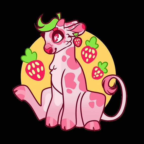 Strawberry Cow Stickers Etsy