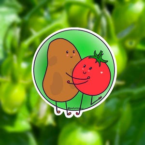 Pegatina "Papa y tomate" / Ideal para botellas de agua y portátiles