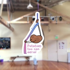 Aerial Silks Potato Sticker | Ankle Hang | Waterproof Vinyl | Holographic Option | Motivational | Great gift for aerialists