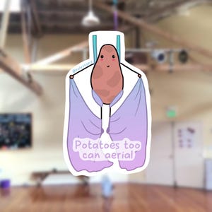 Pegatina de patata con telas aéreas / Ángel / Vinilo resistente al agua / Opción holográfica / Motivación / Gran regalo para trapecistas