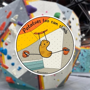 Adesivo per patate Climbing Splits / Vinile impermeabile / Opzione olografica / Motivazionale / Ottimo regalo per gli scalatori