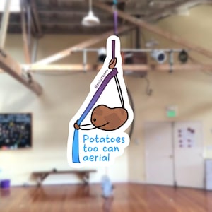 Adesivo per patate Aerial Silks / Caviglia appesa / Vinile impermeabile / Opzione olografica / Motivazionale / Ottimo regalo per gli acrobati