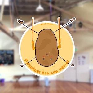 Pegatina de patata con forma de trapecio (estático) / Vinilo resistente al agua / Opción holográfica / Motivación / Gran regalo para trapecistas