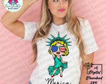 Merica svg, Statue of Liberty svg, 4th of July svg, Independence Day svg, Patriotic shirt design, American Flag svg, America svg, Funny svg