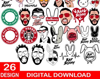 Yo Perreo Sola pdf Clipart Files Skull Bunny png El Conejo Malo cricut Bad Bunny Face Reggaeton Shirt svg dxf