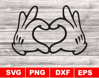 Cartoon Heart Hands svg, Gloves Outline png, Digital Download