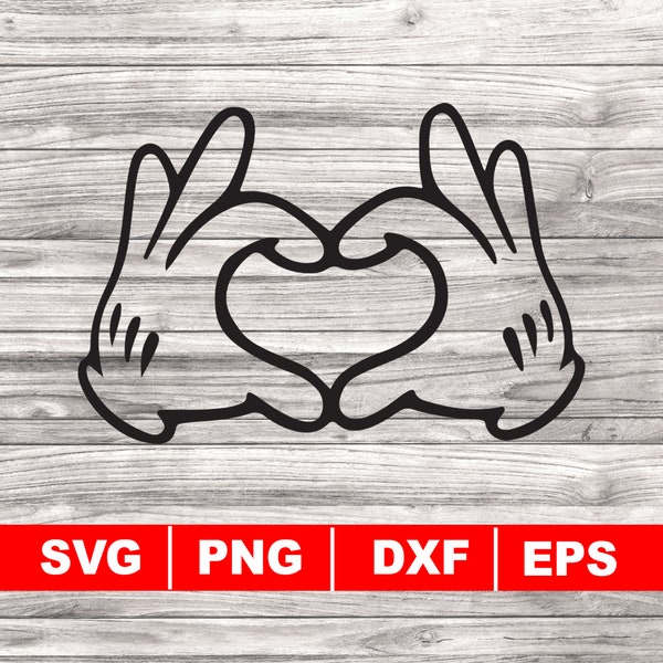 mickey heart hands svg, Digital Download, Gloves svg, Heart Hands Outline png, Hand Gloves svg, Gloves outline svg