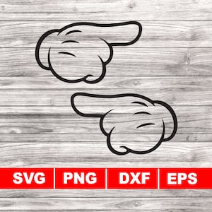 Wijzende handen svg, handhandschoenen svg, digitale download, wijzende handschoen handen svg, wijzende vingers svg, cartoon handschoenen svg