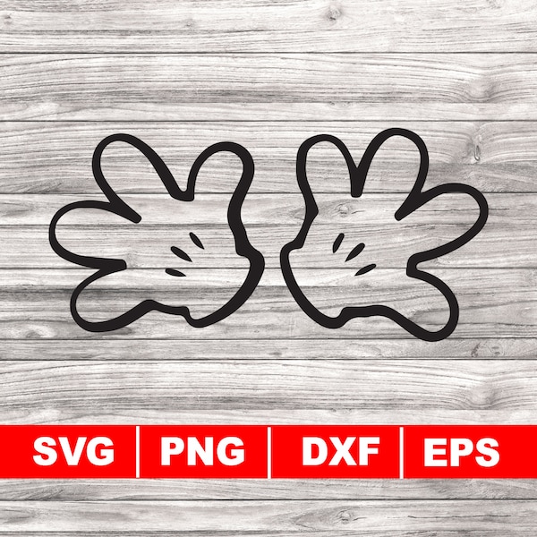 Mickey Hand Gloves svg, Digital Download, Mouse Gloves svg, Open Hand Gloves svg, Hands Outline svg, Gloves outline svg