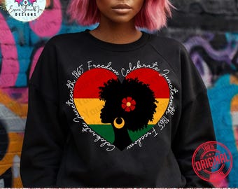 Juneteenth Celebrate 1865 svg, Black History clipart, afro melanin woman silhouette, Digital Download