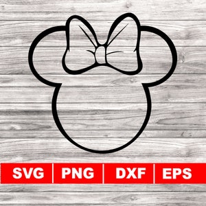 Cute mouse head outline svg, Digital Download, bow svg, mouse clipart, mouse head png, svg, eps,dxf