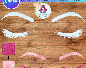 Canva Frame Eyelashes, Editable template, Canva frames, Eyebrows and Eyelashes, Fill Your Own Drag & Drop Templates, Canva Templates, Canva