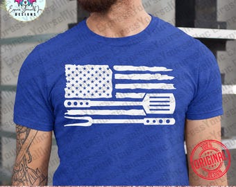 BBQ Flag svg, American Flag png, Fork, Spatula, Funny Grill Summer apron shirt designs