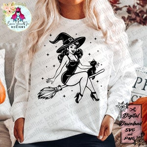 Fliegende Hexe mit Katze svg, Halloween svg, Hexe auf Besen svg, Halloween-Hexe svg, Broomstick svg, Sexy Hexe svg, Wicked Hexe svg, Katze svg