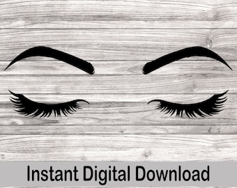 Eyelashes and Brows svg, Beauty Clipart, Woman Lashes Silhouette png, Digital Download