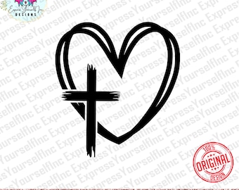 Heart Cross svg, Christian Easter clipart, Jesus faith clipart, pray, Digital Download