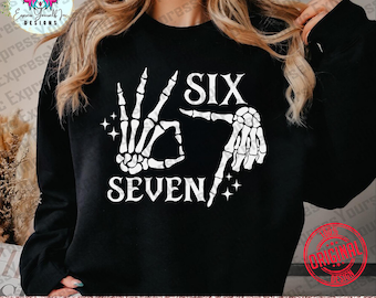 Six Seven 6 7 Meme Funny Skeleton Hands svg, Halloween Bones Clipart, Digital Download