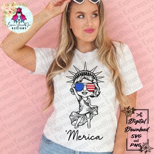 Merica svg, Statua Wolności svg, 4 lipca svg, Dzień Niepodległości svg, Patriotyczny projekt koszulki, Amerykańska flaga svg, Ameryka svg, Modny svg