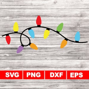 クリスマス ライト svg、クリスマス svg、インスタント ダウンロード、クリスマス ライト ストリング svg、クリスマス ストリング コード電球の色