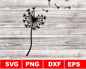 Dandelion SVG, Vector files, Dandelion cut file, instant download, silhouette cameo, shirt design, dandelion vector, dxf, png, eps, svg