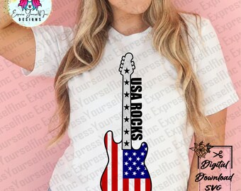 USA Rocks svg, 4th of July svg, fourth of July svg, electric guitar svg, Memorial Day svg, Independence Day svg, guitar svg, Patriotic svg