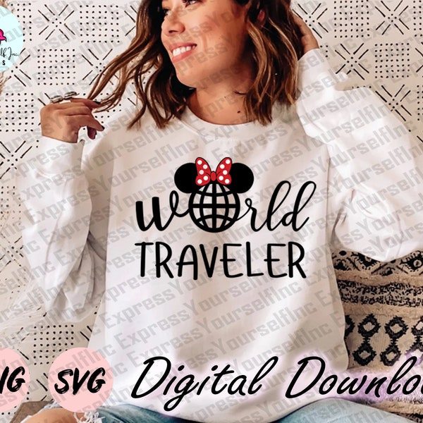 World traveler svg, png, Digital Download, Vacation svg, Travel svg, Vacation Trip, Family Vacation, Polka Dot Bow svg, Birthday Trip