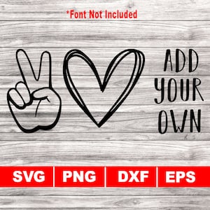 Peace Love SVG, Peace Sign SVG, Peace SVG, Téléchargement instantané, Peace hand svg, heart love svg, Hand Drawn Heart Svg, love svg, Heart clipart
