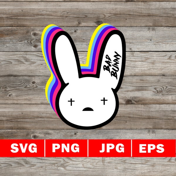 Bad Bunny SVG, Bad Bunny Logo SVG, El Conejo Malo SVG, Instant Download, Bad Bunny png, Bad BunnyYHLQMDLG, Bad Bunny Multi-Colored Logo